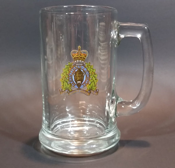 Vintage 1960s or 1970s RCMP Crest Clear Glass Mug Cup - Treasure Valley Antiques & Collectibles