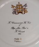 1984 Pope John Paul II (Joannes Paulus PP. II) Commemorate Visit To Canada Plate - Made in England - Treasure Valley Antiques & Collectibles