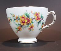 1950s Royal Vale Yellow Flowers & Ferns Bone China Teacup Gold Trim Pattern Number 6849