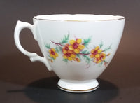 1950s Royal Vale Yellow Flowers & Ferns Bone China Teacup Gold Trim Pattern Number 6849 - Treasure Valley Antiques & Collectibles