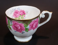 Early 1950s Queen Ann Fine Bone China England Pink Roses Flower Decor Gold Gilt Teacup Pattern Number 4673 - Treasure Valley Antiques & Collectibles