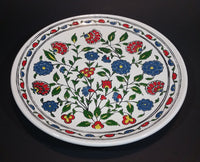 Vintage 1970s Hand Made By Dakas Ceramic faliraki Archagelos Rhodes Greece Decorative Flower Pattern 9 3/4" Plate - Treasure Valley Antiques & Collectibles