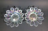 Set of 2 - 1950s Fostoria Carnival Glass Company - Ohio - Clear Rainbow Iridescent Scalloped Celestial Pattern 5 3/4" Plates - Treasure Valley Antiques & Collectibles