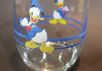Rare Vintage Donald Duck Disney Blue Ringed Cartoon Character Clear Glass Cup
