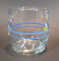 Rare Vintage Donald Duck Disney Blue Ringed Cartoon Character Clear Glass Cup