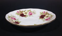 1959-1964 Queen Anne Bone China England Pink Roses and Yellow Wild Roses Pattern Gold Trim Teacup Saucer