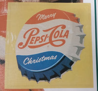 Vintage 1970s Pepsi Cola Merry Christmas Santa Claus with Gifts Lithograph Tin Sign - Treasure Valley Antiques & Collectibles