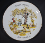 1973 Holly Hobbie Table Talk "To have a friend..." "Be a friend!" 8 "Plate, 6" Bowl, and 3 1/8" Cup 3 Piece Set - Treasure Valley Antiques & Collectibles