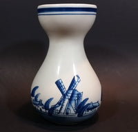 Vintage Delft Blue Windmills, Dutch Village, and Sailboats Ship Handpainted Ceramic Flower Vase - Treasure Valley Antiques & Collectibles