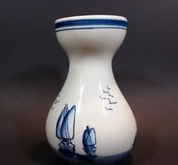 Vintage Delft Blue Windmills, Dutch Village, and Sailboats Ship Handpainted Ceramic Flower Vase - Treasure Valley Antiques & Collectibles