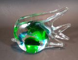 1970s Murano Italian Art Glass Clear Tropical Angelfish Paperweight with Green, Pink, and Blue Eye - Treasure Valley Antiques & Collectibles