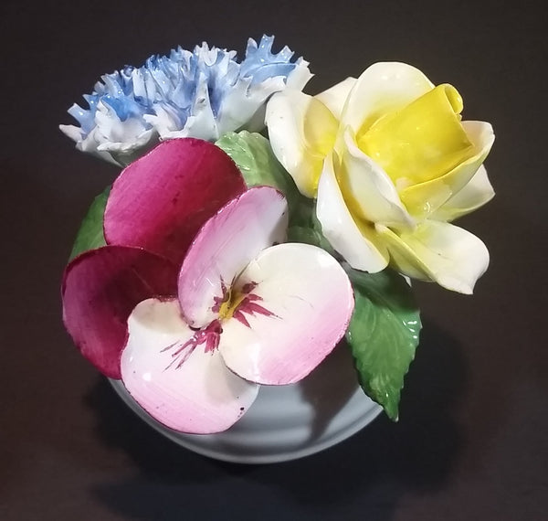 1950s Radnor Bone China Mixed Floral Magenta Blue Yellow Bone China Bouquet