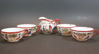 1920s or 1930s Kutani Japan Egg Shell Porcelain Hand Painted Scenery of Japanese Women Creamer and 4 Tea Cup Set - Treasure Valley Antiques & Collectibles