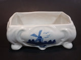 Delft Blue Style Footed Trinket Dish with Windmill and Flower Decor - Treasure Valley Antiques & Collectibles
