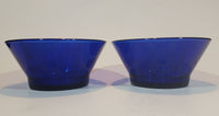Very Rare Beautiful Cobalt Blue Etched Glass Disney Mickey and Minnie Mouse Cereal or Pudding Bowls - Set of 2 - Treasure Valley Antiques & Collectibles