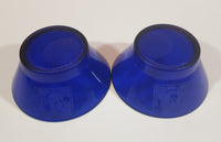 Very Rare Beautiful Cobalt Blue Etched Glass Disney Mickey and Minnie Mouse Cereal or Pudding Bowls - Set of 2 - Treasure Valley Antiques & Collectibles