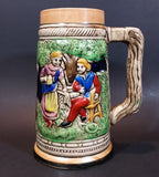 1950s German Oktoberfest Beer Stein Woman Serving Beer to Man Sitting - Japan 6 3/8" Tall - Treasure Valley Antiques & Collectibles