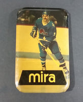 Early 1980s Michel Goulet Quebec Nordiques NHL Hockey Mira Rectangular Pin - Treasure Valley Antiques & Collectibles