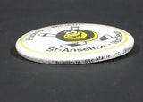 1980s Saint Anselme - Honfleur Quebec Minor Hockey Puck Character Button Pin - Treasure Valley Antiques & Collectibles