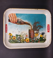 1961 Drink Coca-Cola Coke Pansy Flowers Hand Pouring Coca-Cola From Bottle Serving Tray - Treasure Valley Antiques & Collectibles