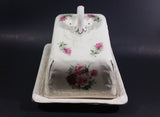 Antique Staffordshire England Pink Roses Flower Decorated Large Cheese Keeper - Treasure Valley Antiques & Collectibles