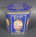 1987 Tetley Tea 150th Year Anniversary Blue & Gold Metal Tin Container - Treasure Valley Antiques & Collectibles