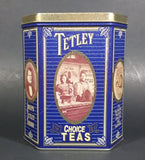 1987 Tetley Tea 150th Year Anniversary Blue & Gold Metal Tin Container - Treasure Valley Antiques & Collectibles