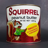 Vintage 1970s Squirrel Peanut Butter 48 oz Net 1.36kg Tin Can No Lid - Treasure Valley Antiques & Collectibles