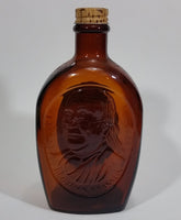Vintage Log Cabin Embossed Benjamin Franklin Special Edition Collector's Brown Amber Bottle - Treasure Valley Antiques & Collectibles