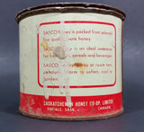 1940s Sasco Honey 2 Lb Tin Pail FULL UNOPENED - Saskatchewan Honey Company Tisdale, Saskatchewan - Treasure Valley Antiques & Collectibles