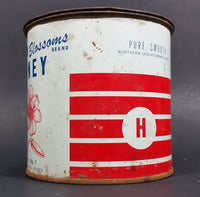 1950-60 Northern Blossoms Honey Hamilton Farms Aylsham Nipawin Saskatchewan Honey Tin Can - Treasure Valley Antiques & Collectibles