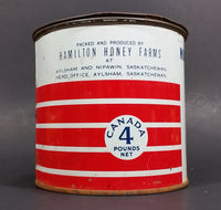 1950-60 Northern Blossoms Honey Hamilton Farms Aylsham Nipawin Saskatchewan Honey Tin Can - Treasure Valley Antiques & Collectibles