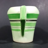 Vintage Jaded Green Striped Creamer Made in England Silver Trimmed and Numbered - Treasure Valley Antiques & Collectibles