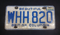 1978 Beautiful British Columbia White with Blue Letters Vehicle License Plate WHH 820 - Treasure Valley Antiques & Collectibles