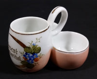 Antique Porcelain Lustreware "A Present" Triple Egg Coddler - Treasure Valley Antiques & Collectibles
