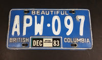 1983 Beautiful British Columbia Blue with White Letters Vehicle License Plate - Treasure Valley Antiques & Collectibles