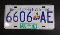 1997 Beautiful British Columbia White with Blue Letters Vehicle License Plate - Treasure Valley Antiques & Collectibles