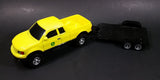 ERTL John Deere Yellow Pickup Truck with Black Flatbed Trailer Diecast Toy 1/25 Scale - Treasure Valley Antiques & Collectibles
