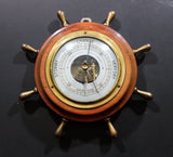 Vintage JG Gischard Aneroid Ships Wheel Barometer - Wood, Brass, Metal Face - Germany - Treasure Valley Antiques & Collectibles