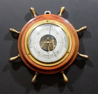 Vintage JG Gischard Aneroid Ships Wheel Barometer - Wood, Brass, Metal Face - Germany - Treasure Valley Antiques & Collectibles