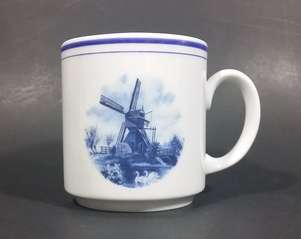 Vintage Eversberg West Germany Delft Blue Style Windmill Decor Blue Rim Coffee Mug - Treasure Valley Antiques & Collectibles