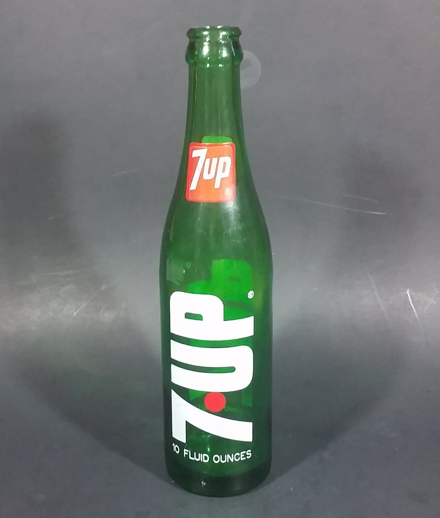 Vintage 1970s 7-UP Soda Beverage 10 Fluid Ounces Green Glass Bottle ...