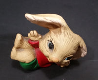 1970s Pepiware Bunny Laying on His Side Waving in Red Shirt Green Pants Figurine - England - Treasure Valley Antiques & Collectibles
