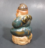 1960-1980 Inarco Japan Man Sitting on a Rock with a Fish Ceramic Figurine E-5900