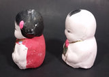 Vintage Hand Painted Asian Dark Mud Clay Boy and Girl Figurines - Treasure Valley Antiques & Collectibles