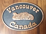 Vintage "A & F" Vancouver Native Art Orca Whale Emblem Thermometer Wood Wall Plaque - Treasure Valley Antiques & Collectibles