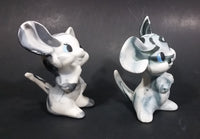 Vintage Light and Dark Grey with Blue Eyes Mouse Couple Figurines - Signed "KAE" - Treasure Valley Antiques & Collectibles