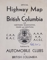 1930s C.A.A. A.A.A. Automobile Clubs Highway Map of British Columbia, Northern Washington, Idaho, Montana - Treasure Valley Antiques & Collectibles
