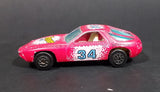 1980s Yatming Hot Pink Porsche 928 Flystone #34 Super Runner Die Cast Toy Car No. 1034 - Treasure Valley Antiques & Collectibles