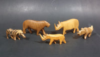 Vintage Wooden Hand Carved African Animals Set of 5 - Treasure Valley Antiques & Collectibles